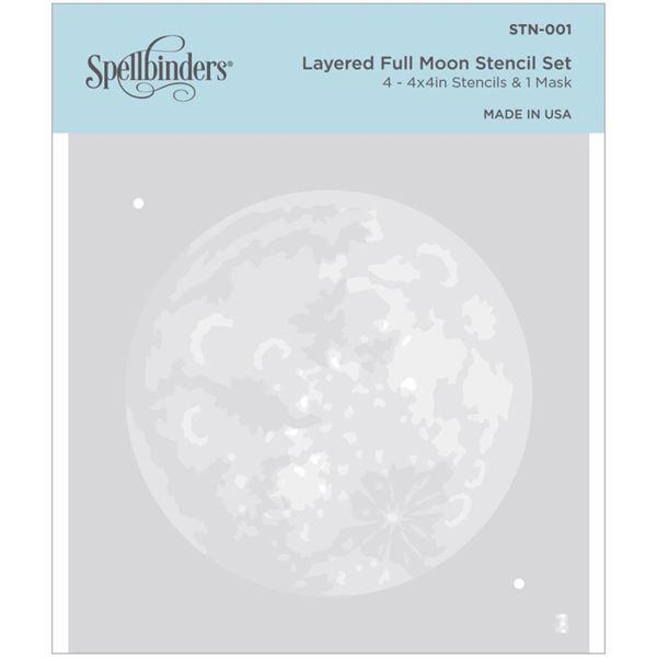 Spellbinders Stencil Set 4x4" - Layered Full Moon