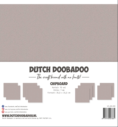 Dutch DoobaDoo Grå Chipboard 12x12" (10 ark)