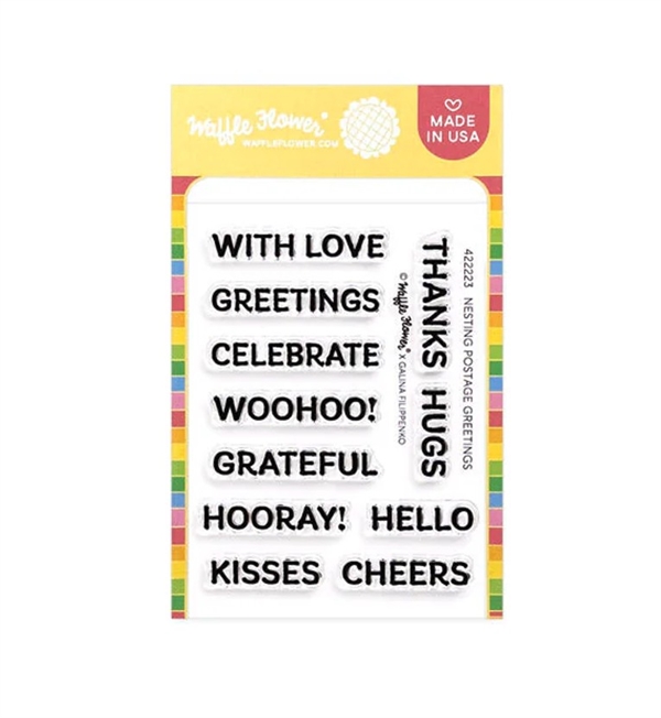 Waffle Flower Clear Stamp - NESTING Postage Collage Greetings