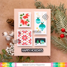 Waffle Flower Stencil Set - Postage Collage / Christmas Stencil