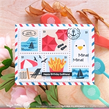 Waffle Flower Stencil Set - Postage Collage / Beach Days Stencil