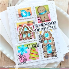 Waffle Flower Stencil Set - Postage Collage / Gingerbread Stencil