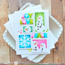 Waffle Flower Stencil Set - Postage Collage / Snowman Stencil