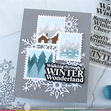 Waffle Flower Stencil Set - Postage Collage / Snowy Stencil (vinterlandskab)