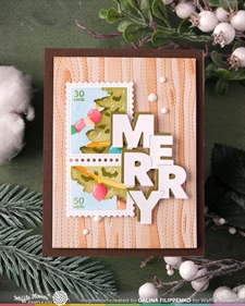 Waffle Flower Stencil Set - Postage Collage / Vertical Tree