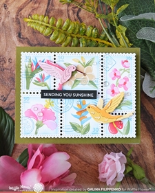 Waffle Flower Stencil Set - Postage Collage / Tropical Flowers