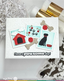 Waffle Flower Die - Postage Collage Dog Silhouettes