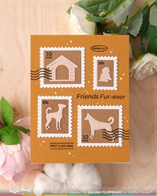 Waffle Flower Die - Postage Collage Dog Silhouettes