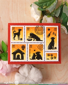 Waffle Flower Clear Stamp - Postage Collage Dog Silhouettes