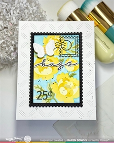 Waffle Flower Stencil Set - NESTING Postage Collage / Peony (NPC)