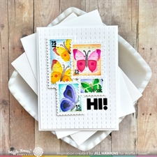 Waffle Flower Stencil Set - Postage Collage / Butterfly