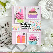 Waffle Flower Stencil Set - Postage Collage / Cupcake