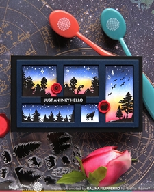 Waffle Flower Clear Stamp - Postage Collage Forest Sunset