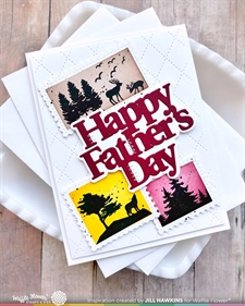 Waffle Flower Clear Stamp - Postage Collage Forest Sunset