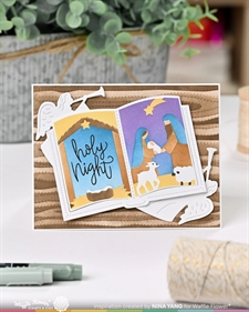 Waffle Flower Clear Stamp - Open Book Holiday Sayings