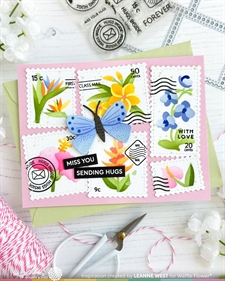 Waffle Flower Stencil Set - Postage Collage / Tropical Flowers