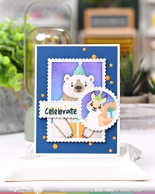 Waffle Flower Stencil Set - NESTING Postage Collage / Party Bear