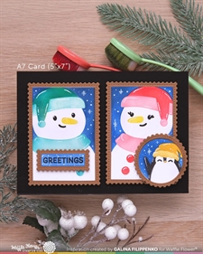 Waffle Flower Stencil Set - NESTING Postage Collage / Let it Snow