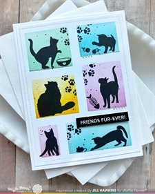 Waffle Flower Clear Stamp - Postage Collage Cat Silhouettes