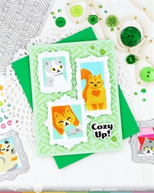 Waffle Flower Stencil Set - Postage Collage / Meow