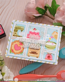 Waffle Flower Stencil Set - Postage Collage / Baking Fun