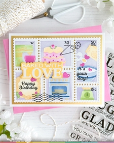 Waffle Flower Stencil Set - Postage Collage / Baking Fun