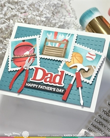 Waffle Flower Stencil Set - Postage Collage / Dad