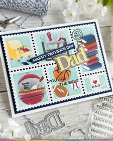 Waffle Flower Stencil Set - Postage Collage / Dad