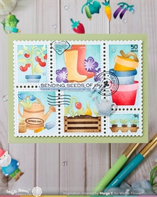 Waffle Flower Stencil Set - Postage Collage / Gardening