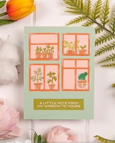 Waffle Flower Die - Postage Collage Windowsill Plants