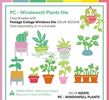 Waffle Flower Die - Postage Collage Windowsill Plants
