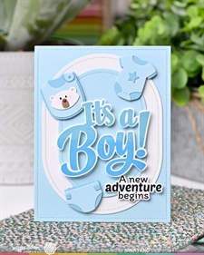 Waffle Flower Clear Stamp & Die Combo - Baby Announcement Sentiments