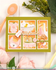 Waffle Flower Stencil Set - Postage Collage / Baby
