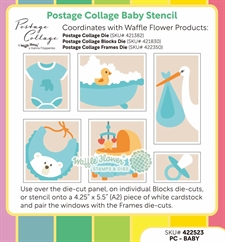Waffle Flower Stencil Set - Postage Collage / Baby