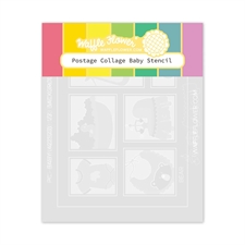 Waffle Flower Stencil Set - Postage Collage / Baby