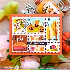 Waffle Flower Stencil Set - Postage Collage / Fall Stencil