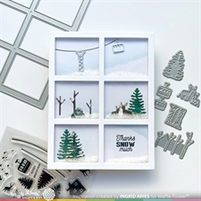 Waffle Flower Clear Stamp - Postage Collage Stamp Set / Winter View