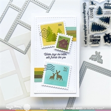 Waffle Flower Clear Stamp - Postage Collage Stamp Set / Winter View