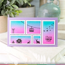 Waffle Flower Clear Stamp - Postage Collage Stamp Set / Winter View