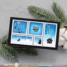 Waffle Flower Clear Stamp - Postage Collage Stamp Set / Winter View