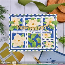 Waffle Flower Stencil Set - Postage Collage / Poinsettia Stencil