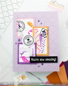 Waffle Flower Die - Postage Collage Circle Sentiments Matching Die