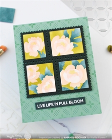 Waffle Flower Stencil Set - Postage Collage / Peony