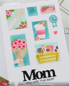 Waffle Flower Stencil Set - Postage Collage / Mom