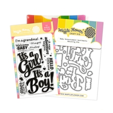 Waffle Flower Clear Stamp & Die Combo - Baby Announcement Sentiments
