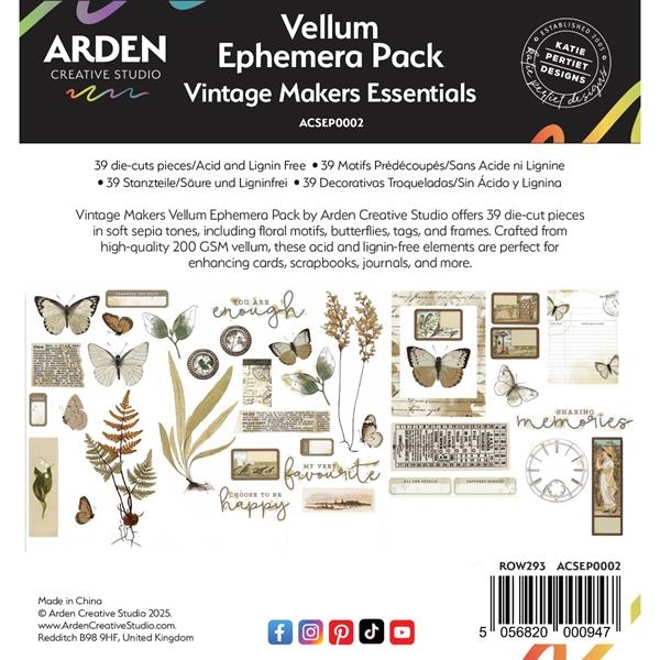 Arden Creative Studio - Vintage Makers / Vellum Ephemera (39 pcs)