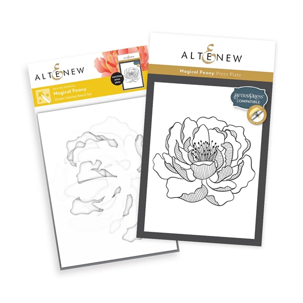 Altenew Press Plate & Stencil - Magical Peony (bundle)