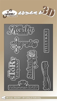 By Lene Cutting & 3D Embossingfolder A6 - Danske Tekster