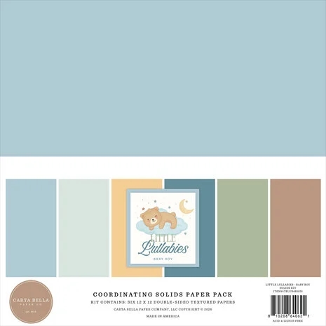 Carta Bella Coordination Solids Paper 12x12" - Little Lullabies Baby Boy (ensfarvet)
