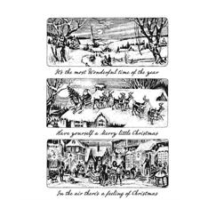 Tim Holtz Cling Rubber Stamp Set - Holiday Scenes